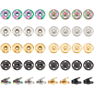 40 Sets 4 Colors 202 Stainless Steel Snap Buttons, Garment Buttons, Sewing Accessories, Mixed Color, 15x5.5mm, 10 sets/color(BUTT-UN0001-18)