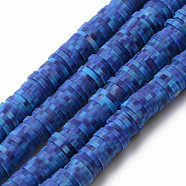 Handmade Polymer Clay Beads Strands, for DIY Jewelry Crafts Supplies, Heishi Beads, Disc/Flat Round, Royal Blue, 6x0.5~1mm, Hole: 1.8mm, about 320~447pcs/strand, 15.75 inch~16.14 inch(40~41cm)(CLAY-N008-010K)