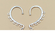 Alloy Ear Cuff Findings, Climber Wrap Around Earring Findings, with Horizontal Loops, Long-Lasting Plated, Silver, 58x34mm(PALLOY-N176-09S)