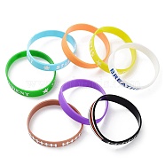 Word Silicone Wristbands Bracelets, Cord Bracelets, Mixed Color, Inner Diameter: 2-3/8~2-1/2 inch(6.1~6.4cm)(BJEW-XCP0001-12)