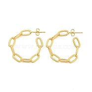 Rack Plating Brass Oval Stud Earrings, Half Hoop Earrings, Long-Lasting Plated, Cadmium Free & Lead Free, Real 18K Gold Plated, 30x5.5mm(EJEW-P240-15G)