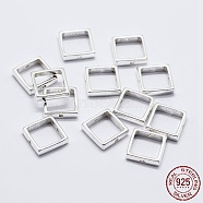 925 Sterling Silver Bead Frames, Square, Silver, 10x10x2mm, Hole: 0.8mm, Inner: 8x8mm(STER-F036-16S-10x10mm)