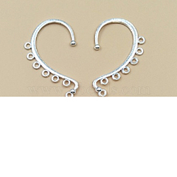 Alloy Ear Cuff Findings, Climber Wrap Around Earring Findings, with Horizontal Loops, Long-Lasting Plated, Silver, 58x34mm(PALLOY-N176-09S)