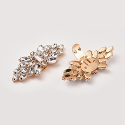 Alloy Buckles, with Crystal Rhinestone, Flower, Golden, 27.5x63.5x9.5mm(PALLOY-WH0065-97G)