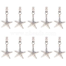 Tablecloth Pendants, with Iron Clips, Iron Jump Rings and Tibetan Style Alloy Big Pendants, Starfish, Mixed Color, 76x66.5x4mm, Hole: 5.5mm(PH-DIY-G005-39)