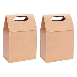 Kraft Paper Bags, Flip over Paper bag, with Handle, Rectangle, BurlyWood, 15x9.8x5.8cm(CARB-WH0011-05B)