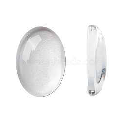 (Old Sku: GGLA-G010)Transparent Oval Glass Cabochons, Clear, 14x10x3~4mm(GGLA-R022-14x10)