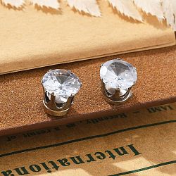 Cubic Zirconia Clip-on Earrings, Magnetic Stainless Steel Non-piercing Earrings, Stainless Steel Color, Diamond, Clear, 6mm(EJEW-L100-01P-07-01)