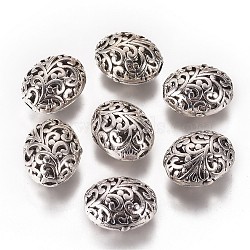 Tibetan Style Filigree Beads, Lead Free and Cadmium Free & Nickel Free, Oval, Antique Silver, 21x17x13mm, Hole: 3mm(X-TIBEB-A12556-FF-2)