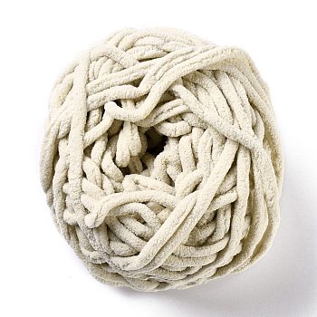 Soft Crocheting Yarn, Thick Knitting Yarn for Scarf, Bag, Cushion Making, Pale Goldenrod, 7~8mm, 65.62 yard(60m)/roll