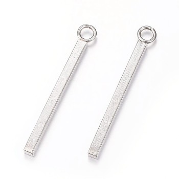 304 Stainless Steel Bar Pendants, Rectangle, Stainless Steel Color, 33x1.5x1.5mm, Hole: 2mm
