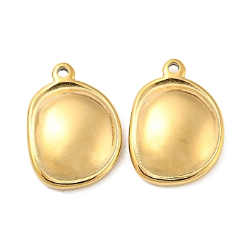 304 Stainless Steel Pendants, Oval Charm, Real 14K Gold Plated, 18x13x4mm, Hole: 1.2mm
