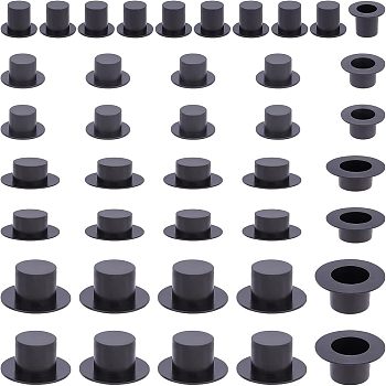 40pcs 4 Style Christmas Theme Plastic Doll Hat, Magician's Top Hat for Doll Hat Accessories Decorate, Black, 10pcs/tyle