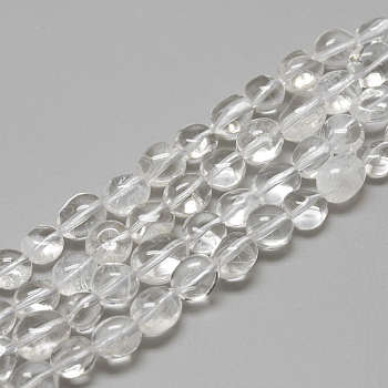 Natural Quartz Crystal Beads Strands, Rock Crystal Beads, Oval, 8~15x7~12x4~12mm, Hole: 1mm, about 30~45pcs/strand, 15.7 inch