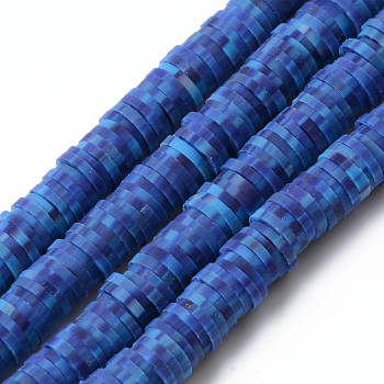 Handmade Polymer Clay Beads Strands, for DIY Jewelry Crafts Supplies, Heishi Beads, Disc/Flat Round, Royal Blue, 6x0.5~1mm, Hole: 1.8mm, about 320~447pcs/strand, 15.75 inch~16.14 inch(40~41cm)
