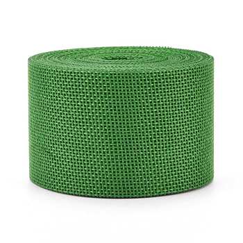 Polyester Imitation Linen Wrapping Ribbon, for Crafts Decoration, Lime, 2 inch(50mm), about 5.47 Yards(5m)/Roll