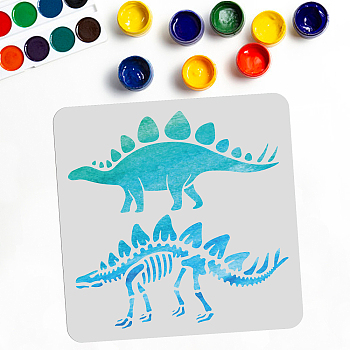 PET Hollow Out Drawing Painting Stencils, for DIY Scrapbook, Photo Album, Dinosaur Pattern, 300x300mm
