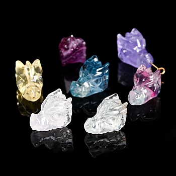 Natural Fluorite Carved Beads, Dragon, 15x11mm