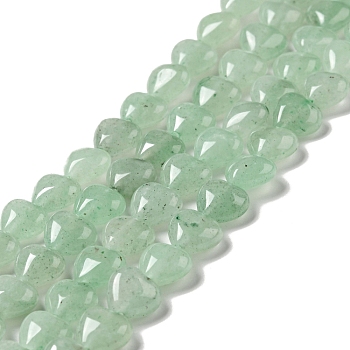 Natural Green Aventurine Beads Strands, Heart, 10x10.5~11x6mm, Hole: 1.2mm, about 40pcs/strand, 15.35''(39cm)