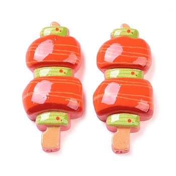 Opaque Resin Imitation Food Decoden Cabochons, Skewers, Orange Red, 38x17x9mm