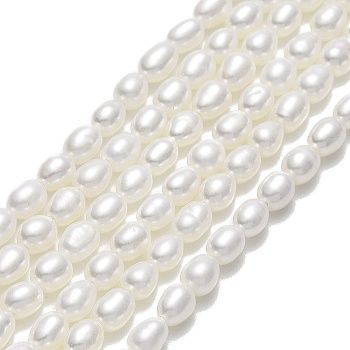 Natural Cultured Freshwater Pearl Beads Strands, Rice, Linen, 4~4.5x3~3.5mm, Hole: 0.5mm, about 84~85pcs/strand, 14.37''~14.56"(36.5cm)