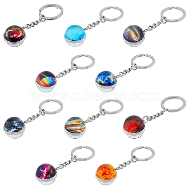 Mixed Color Round Alloy Keychain
