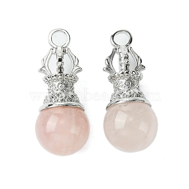 Platinum Round Rose Quartz Pendants