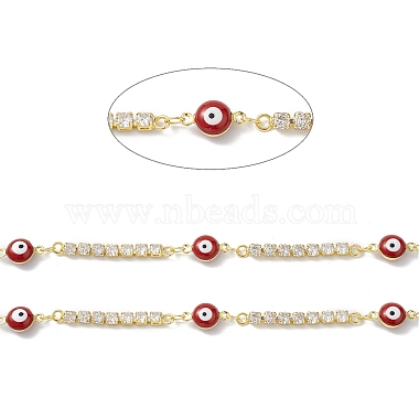 Brass Enamel Evil Eye Link Chains with Cubic Zirconia(CHS-P016-36G-02)-2