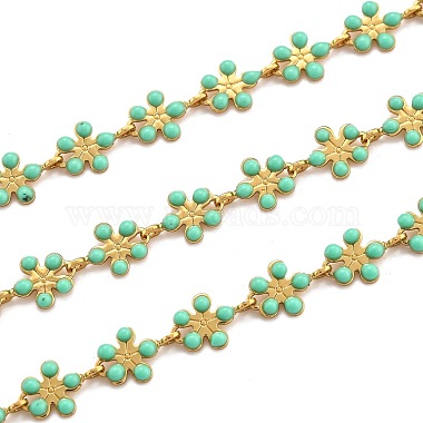 Turquoise Brass+Enamel Link Chains Chain