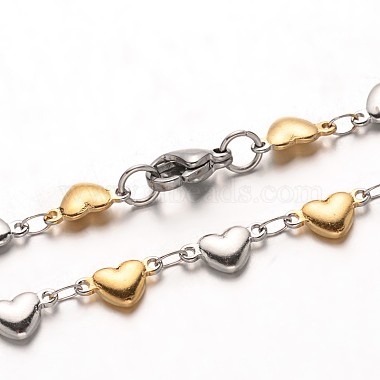 Bracelets avec lien de coeur en 304 acier inoxydable(BJEW-M121-03GP)-2