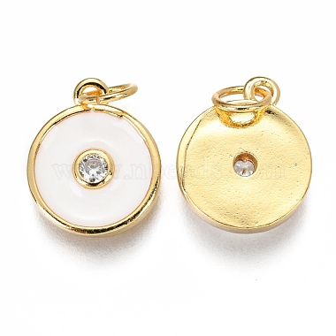Brass Micro Pave Clear Cubic Zirconia Charms(ZIRC-B002-32G-C)-2