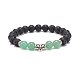 3Pcs 3 Style Natural Mixed Gemstone Round Beaded Stretch Bracelets Set with Alloy Tube for Women(BJEW-JB08477)-4