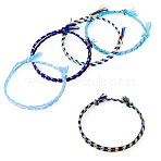 5Pcs 5 Colors Bohemian Cotton Cord Braided Bracelets,  Double Layer Bracelets for Women, Mixed Color, Inner Diameter: 11.02 inch(28cm), 1pc/color(BJEW-TA0001-27)