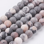 Natural Pink Zebra Jasper Beads Strands, Frosted, Round, 4mm, Hole: 0.8mm, about 83~90pcs/strand, 14.5 inch
(X-G-J376-46F-4mm)