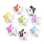Two Tone Opaque Acrylic Beads, Delicious Cookies Star, Mixed Color, 21x23x13.5mm, Hole: 3mm(AC-CBA36B6-06)