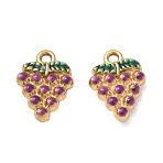304 Stainless Steel Enamel Pendants, Grape Charms, Ion Plating(IP), Golden, 14x10x4mm, Hole: 2mm(SA-CBA7876-19G)