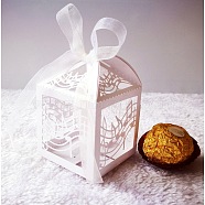 Musical Note Hollow Candy Box, with Ribbon Table Decorations, White, 5x5x8cm(CON-WH0021-B01)