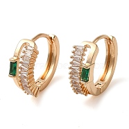 Brass Hoop Earrings for Women, with Glass, Hollow Rectangle, Light Gold, 17x19.5x6.5mm(EJEW-M238-35KCG)