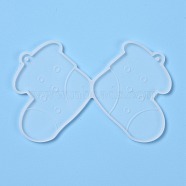 Christmas Themed DIY Pendant Silicone Molds, Resin Casting Molds, Clay Craft Mold Tools, Socks, White, 68x105x3.5mm, Hole: 2mm, Inner Diameter: 51x58mm(DIY-P030-28)