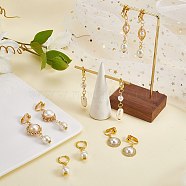 DIY Pearl Earring Making Kits, Including Oval & Teardrop & Round Acrylic & Natural Pearl & Alloy Rhinestone Pendants & Link Connectors, Iron Clip-on & Brass Huggie Hoop Earring Findings, Golden, 52Pcs/box(DIY-SZ0009-22)