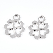 Tarnish Resistant 201 Stainless Steel Flower Charms, Stainless Steel Color, 12x10x1mm, Hole: 1mm(STAS-R064-29)