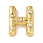 Brass Pendant, with ABS, Letter A~Z, Letter H, 20.5x16.5x6.5mm, Hole: 3.5mm(KK-M009-01H)