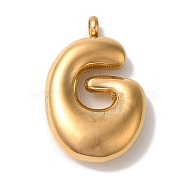 Ion Plating(IP) 304 Stainless Steel Pendants, Letter Charm, Golden, Letter G, 25.5x16.5x6mm, Hole: 2mm(STAS-M017-08G-07)