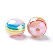 Stripe Resin Beads, AB Color, Rondelle, Colorful, 12x10mm, Hole: 2~2.5mm(RESI-B014-01A-13)