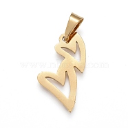 Valentine's Day 304 Stainless Steel Pendants, Laser Cut, Hollow, Heart with Heart, Golden, 18x14x1.2mm, Hole: 3x5mm(STAS-K191-19G)
