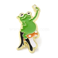 Frog Enamel Pins, Light Gold Zinc Alloy Brooch for Backpack Clothes, Mushroom, 30x21x1.5mm(JEWB-D023-02B-G)