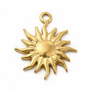 304 Stainless Steel Pendants, Sun Charms, Golden, 23x19.5x2mm, Hole: 2.1mm(STAS-M305-08G)