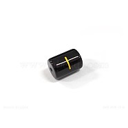 Painted Glass Beads, Black Column with Gold Letter, Letter.I, 13.7x10mm, Hole: 1.5mm(GLAA-TAC0009-01I)