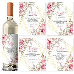 SUPERDANT 18 Sheets 9 Style Coated Paper Adhesive Sticker, Wine Bottle Adhesive Label, Wedding Theme, Rectangle, Floral Pattern, 12.5x10cm, 2 sheet/style(DIY-SD0001-14)