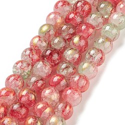 Baking Painted Crackle Glass Bead Strands, with Gold Powder, Round, Red, 10mm, Hole: 1.4mm, about 80pcs/strand, 30.87 inch(78.4cm)(DGLA-R053-05D)